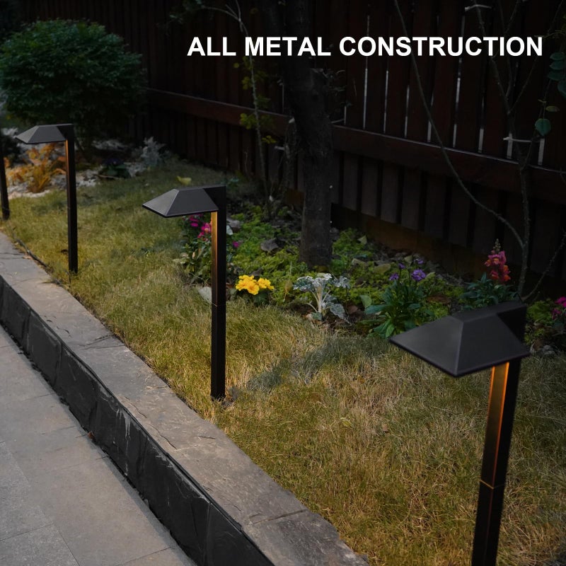 GOODSMANN Low Voltage Landscape Lights 8PK Landscape Lighting Kit Pathway Light Wired Outdoor Walkway Lights 0.7W LED 100 Lumen Oil Rubbed Bronze Finish Warm White with Cable Connectors Metal Stakes - Image 3